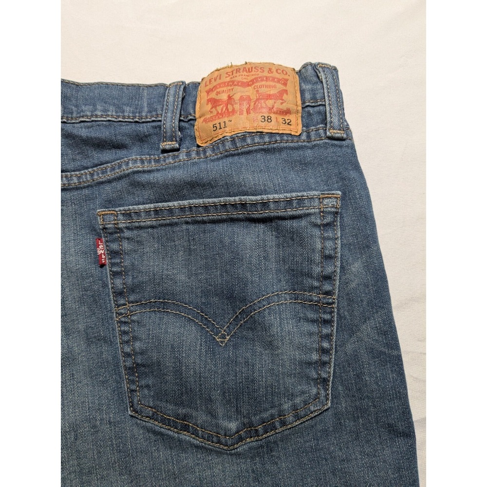 LEVIS 511 SLIM FIT Men 38X31 Stretch Denim Blue Jeans - Picture 3 of 15